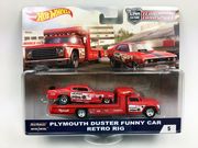  Plymouth Duster funny car  ja  RETRO RIG kuljetusauto   1/64 hotwheels  