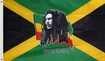 Jamaikan lippu Bob Marleyn kuvalla  